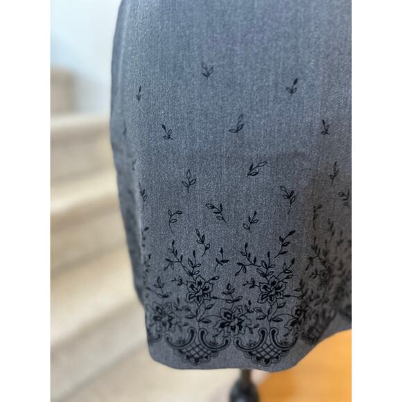 Vintage Y2K Express Grey Mini Skirt Velvet Floral Print Whimsygoth - Picture 5 of 8
